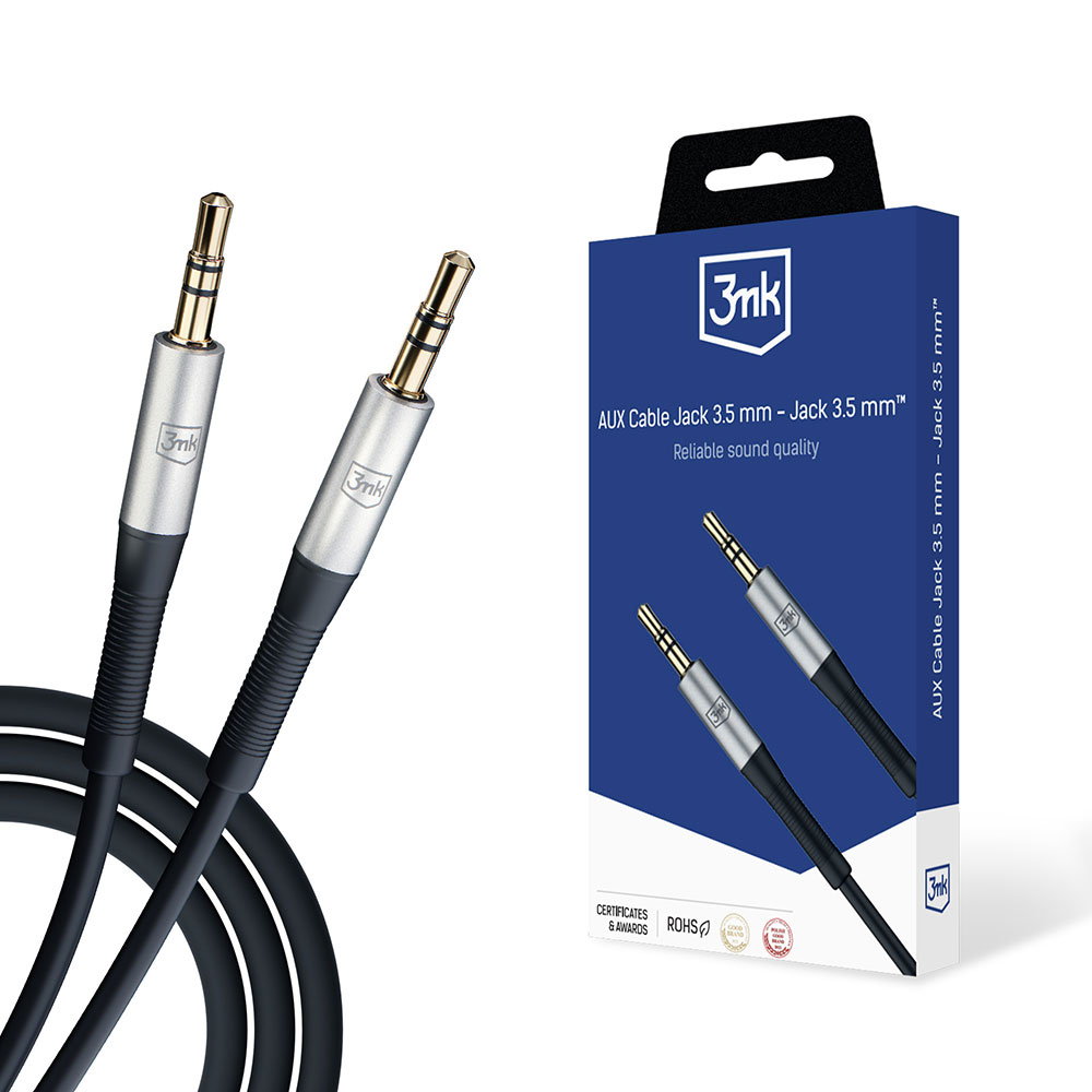 audio kabel - AUX Cable Jack 3,5 mm - Jack 3,5 mm, délka 1 m, černá