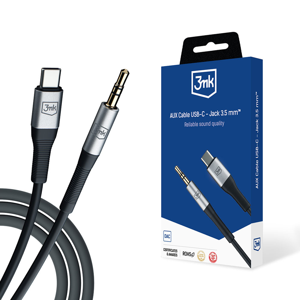 audio kabel - AUX Cable USB-C - Jack 3,5 mm, 1m, černá