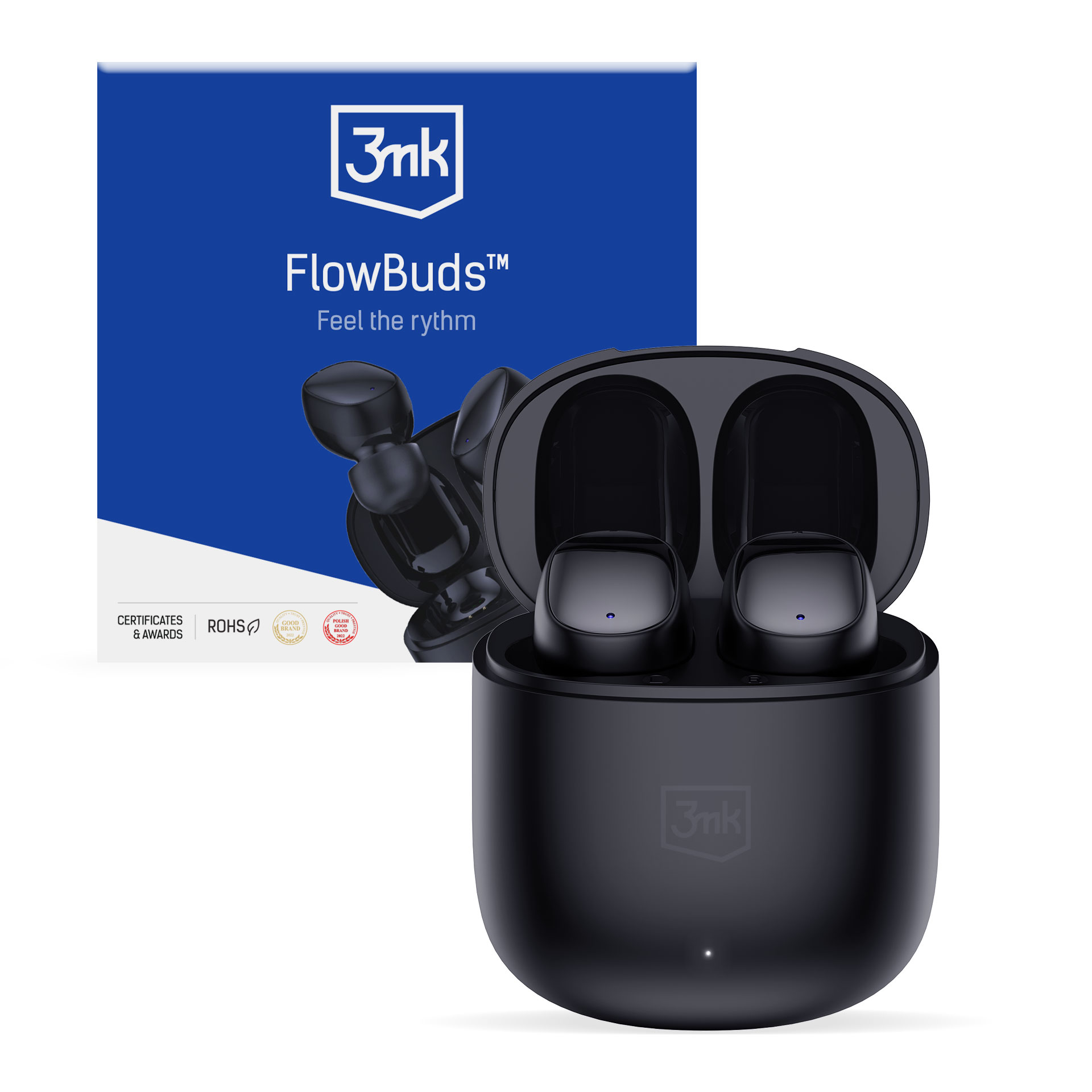 bezdrátová stereo sluchátka FlowBuds, nabíjecí pouzdro, černá