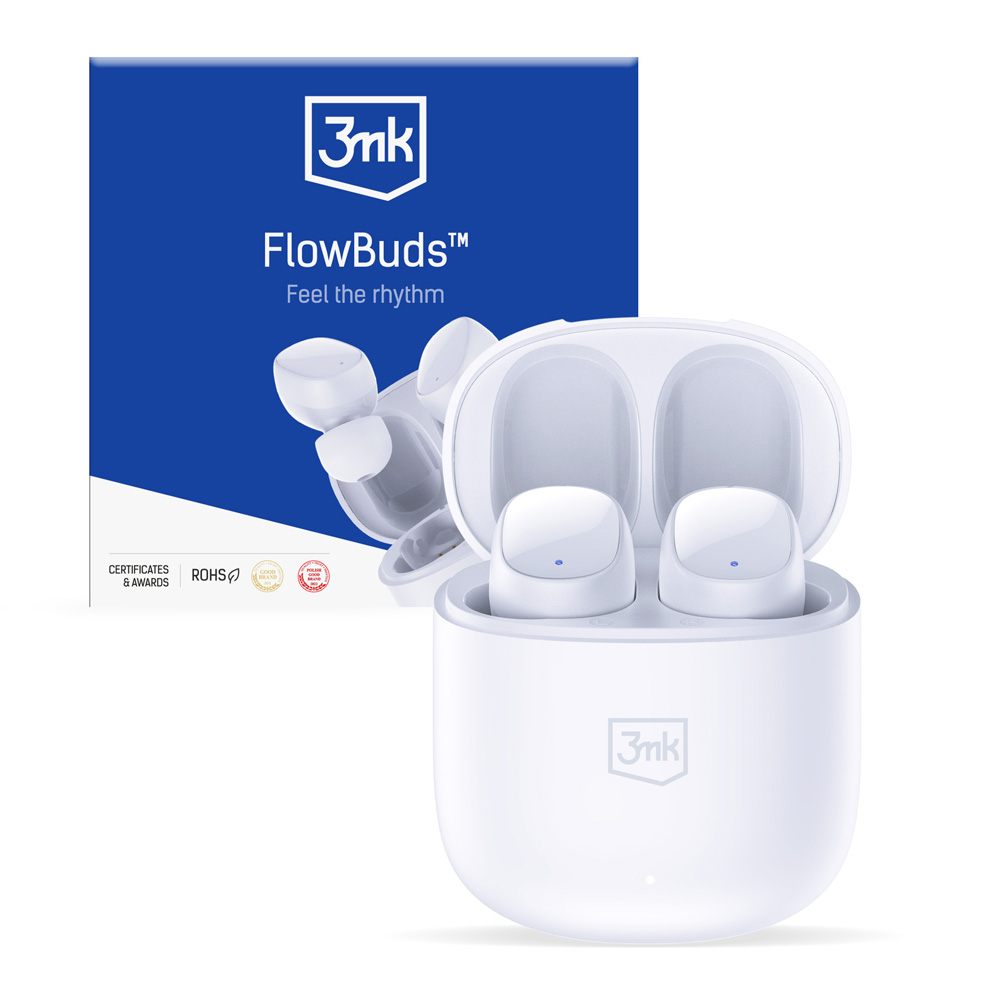 bezdrátová stereo sluchátka FlowBuds, nabíjecí pouzdro, bílá