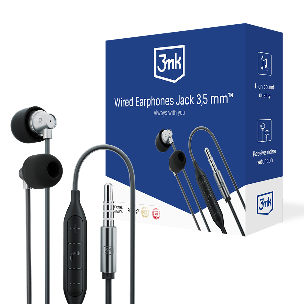 sluchátka - Wired Earphones Jack 3,5 mm, černá