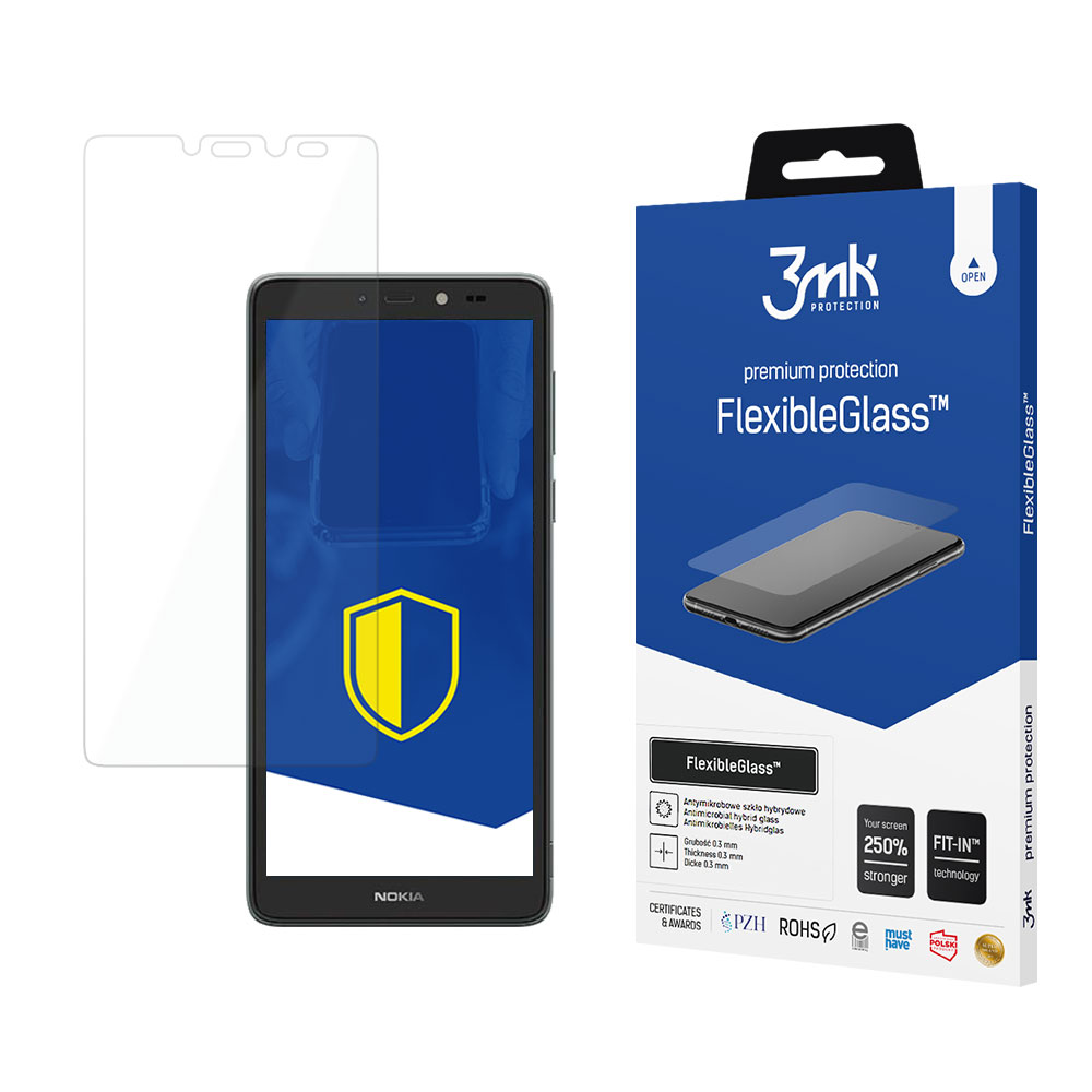 3MK Ochranné tvrzené sklo pro Nokia C2 2nd Edition - 3mk FlexibleGlass™ (5903108466868)